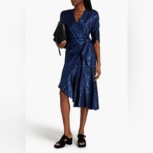 NWT ETRO Wrap Effect Metallic Cloque Dress Blue Size IT40 (US 4)